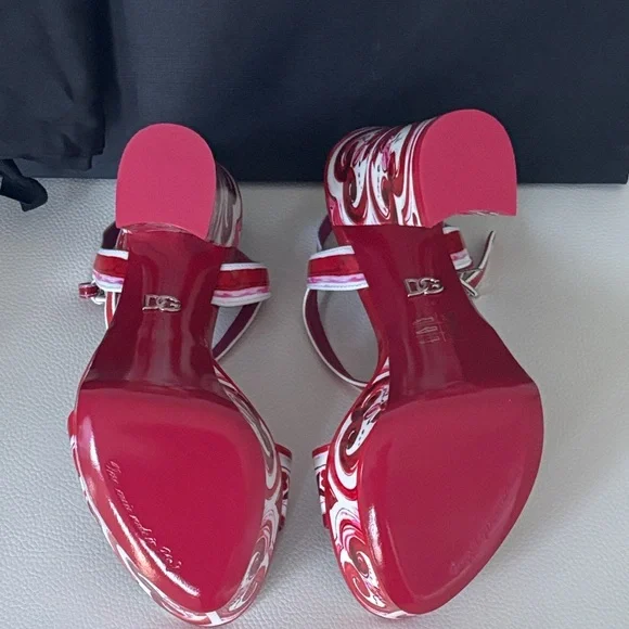 π― Authentic DOLCE &GABBANA Keira Maiolica Leather Fuchsia &White Platform Sandal - Picture 16 of 17
